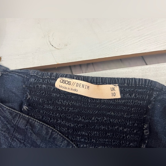 ASOS Design Dark Denim Crop Top with Puff Sleeve Size US 6 - Picture 4 of 9